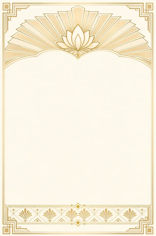 Champagne Deco marriage biodata template — geometric block-print and deco line work