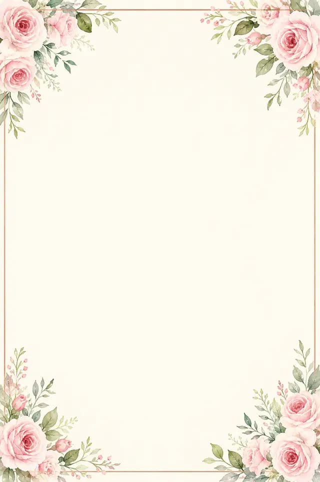 Ivory Rose marriage biodata template — watercolour blooms and fine botanical borders
